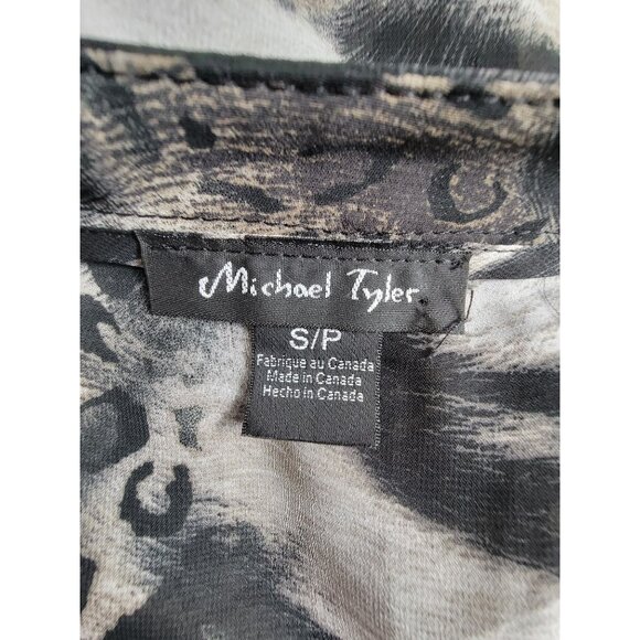 Michael Tyler Womens Animal Print Sheer Tunic Top Small Long Sleeve Button-Front - Picture 4 of 8